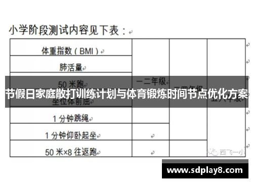 节假日家庭散打训练计划与体育锻炼时间节点优化方案